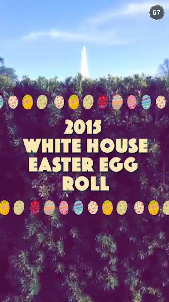 ObamaWhiteHouse's tweet image. Check out the White House #EasterEggRoll "Our Story" on @Snapchat today! wh.gov/EasterEggRoll #GimmeFive