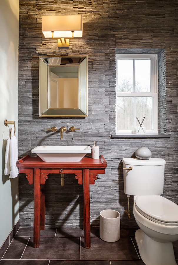 KarenKempf_Int's tweet photo. Thinking outside the box. #stackedstone #altartable #vibrantbrushedbronze #powderroom #repurposedfurniture http://t.co/xoZEeDztG5
