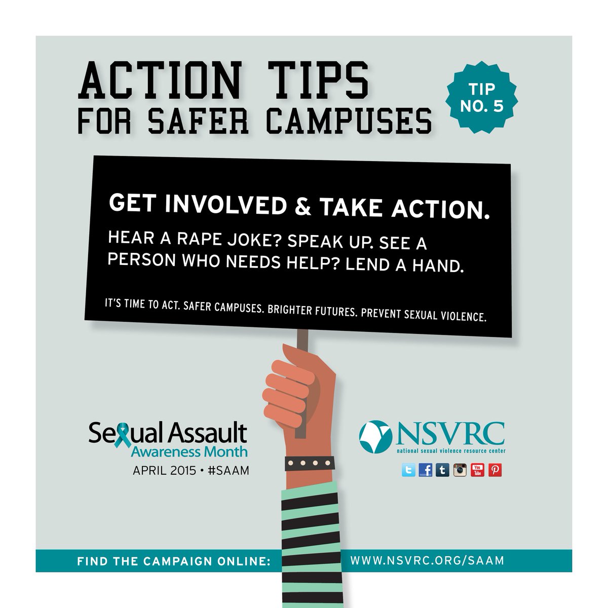 NSVRC's tweet photo. It's #SAAM. Check out @HuffPostImpact #blog: Ways to Take Action to End Sexual Assault http://t.co/f1boVAykbm http://t.co/xbKGqLSpL0