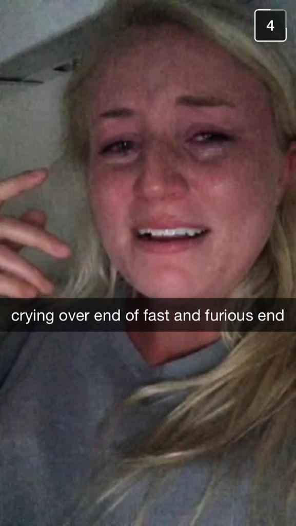 Maddie95J's tweet photo. "crying over end of fast and furious end" #HappyMonday #DailyAK http://t.co/l1dsqXkcqF