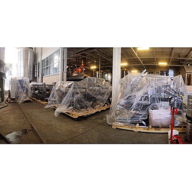 Day 12: FINALLY! Our new bottling line came in today from Italy. Time for install! #underconstruction