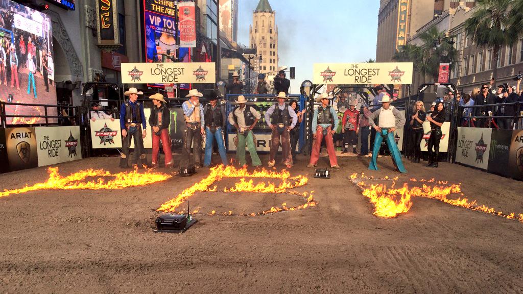Who's ready to buck bulls on Hollywood Blvd.?! #LongestRideLive
