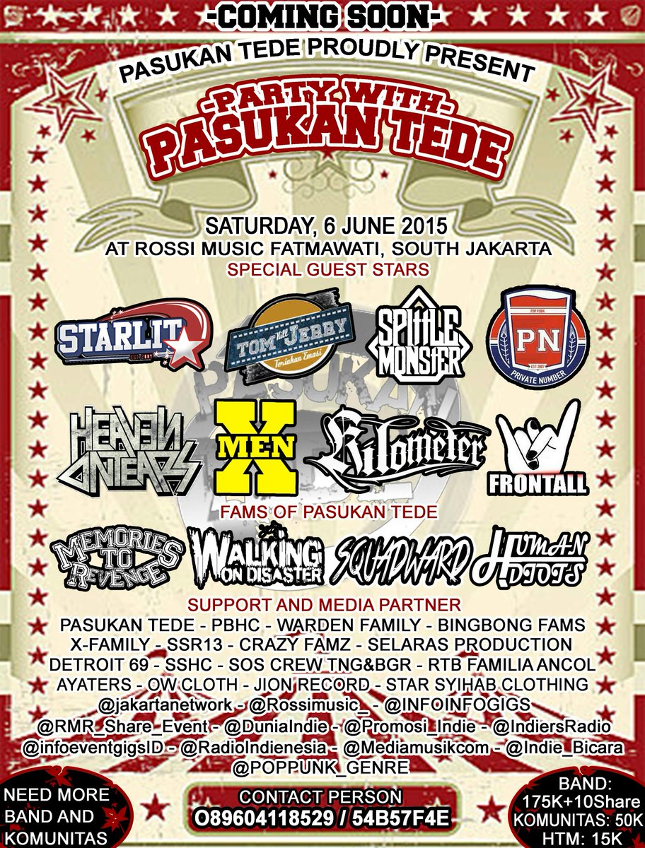 COMING SOON! 6june2015 <a href="/PasukanTede/">IG: PasukanTede</a> proudly present "PARTY WITH PASUKAN TEDE" at <a href="/ROSSIxFATMAWATI/">ROSSI FATMAWATI</a>