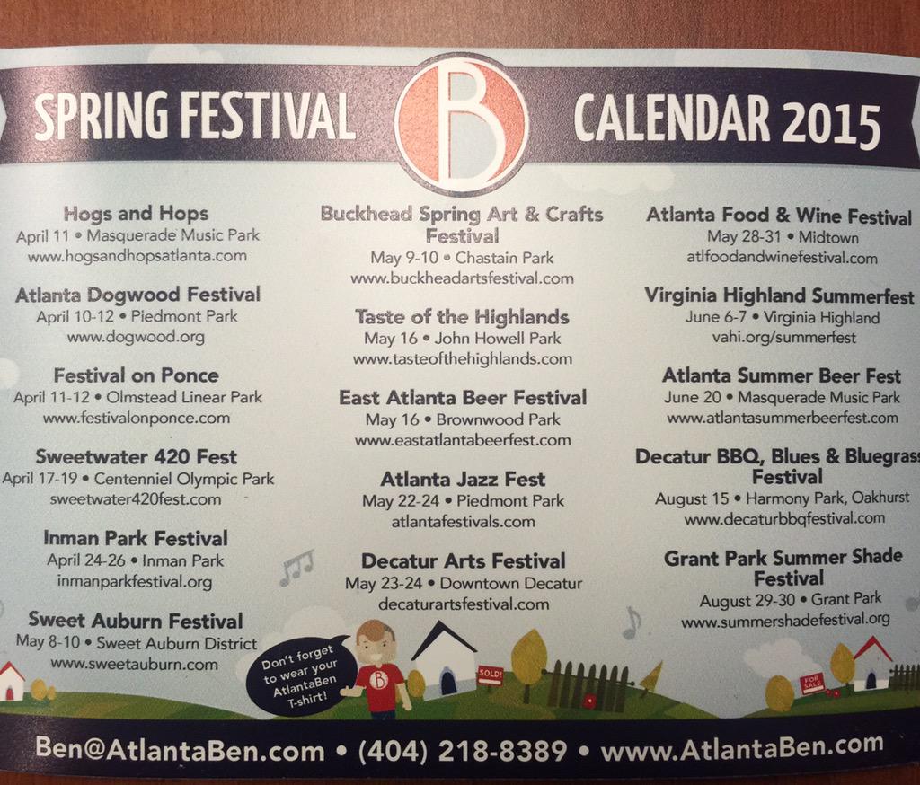 AtlantaBen's tweet photo. @AtlantaMagazine - great minds think alike; although y'all's #SpringFestival list is more comprehensive :) http://t.co/9j8rasAmls