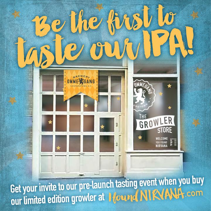 BreweryOmmegang's tweet photo. Don’t miss out! Order your Nirvana IPA growler at http://t.co/QMxr1dYTnI &amp; pick it up at our #GrowlerStore, 4/13-4/19 http://t.co/gn6iaPPLP1