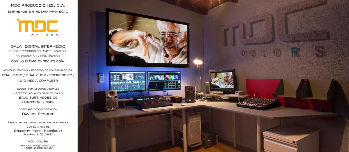 MDC COLORS
SALA DIGITAL INTERMEDIO DE POSTPRODUCCIÓN, 
MASTERIZACIÓN, COLORIZACIÓN Y FINALIZACIÓN.