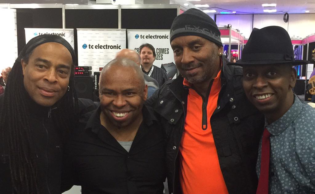 MichaelMondesir's tweet photo. #DougWimbish, #DeanMark, #ByronMiller and yours truly.😃 @bassguitarshow http://t.co/xhd9DygCzV