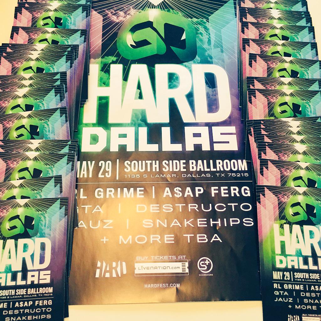 ElevateEntCo's tweet photo. HARD DALLAS -- May 29 -- @SSBallroom 
With // @DestructoHARD @RLGRIME @ASAPferg @weareGTA @Jauzofficial + more! http://t.co/Y907fW05l6