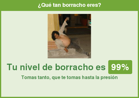 ochoaftcaro's tweet photo. 99% Borracho - Tomas tanto, que te tomas hasta la presi&amp;oacute;n --> Realiza tu test en: http://t.co/x5klTTFf2Y http://t.co/HuA7XFw0Ix