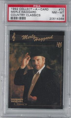 Wanted to send out Happy Birthday wishes to Merle Haggard today!  Here is a 1992 Collect-A-Card Merle in PSA 8! 