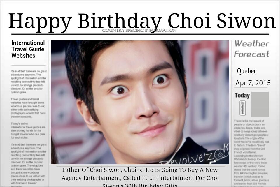  Happy Birthday Mr. Choi Siwon!!! Mr. Rich. Mr. Hourse. Mr. Lebay. :) God Bless You ^^ 