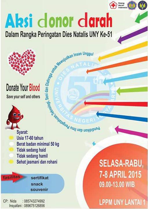 jogjamedia's tweet photo. Last day! Donor Darah Dies Natalis UNY | 7-8 April | 9.00-13.00 | di LPPM UNY via @TWITUNY http://t.co/5IUsTg1mqW