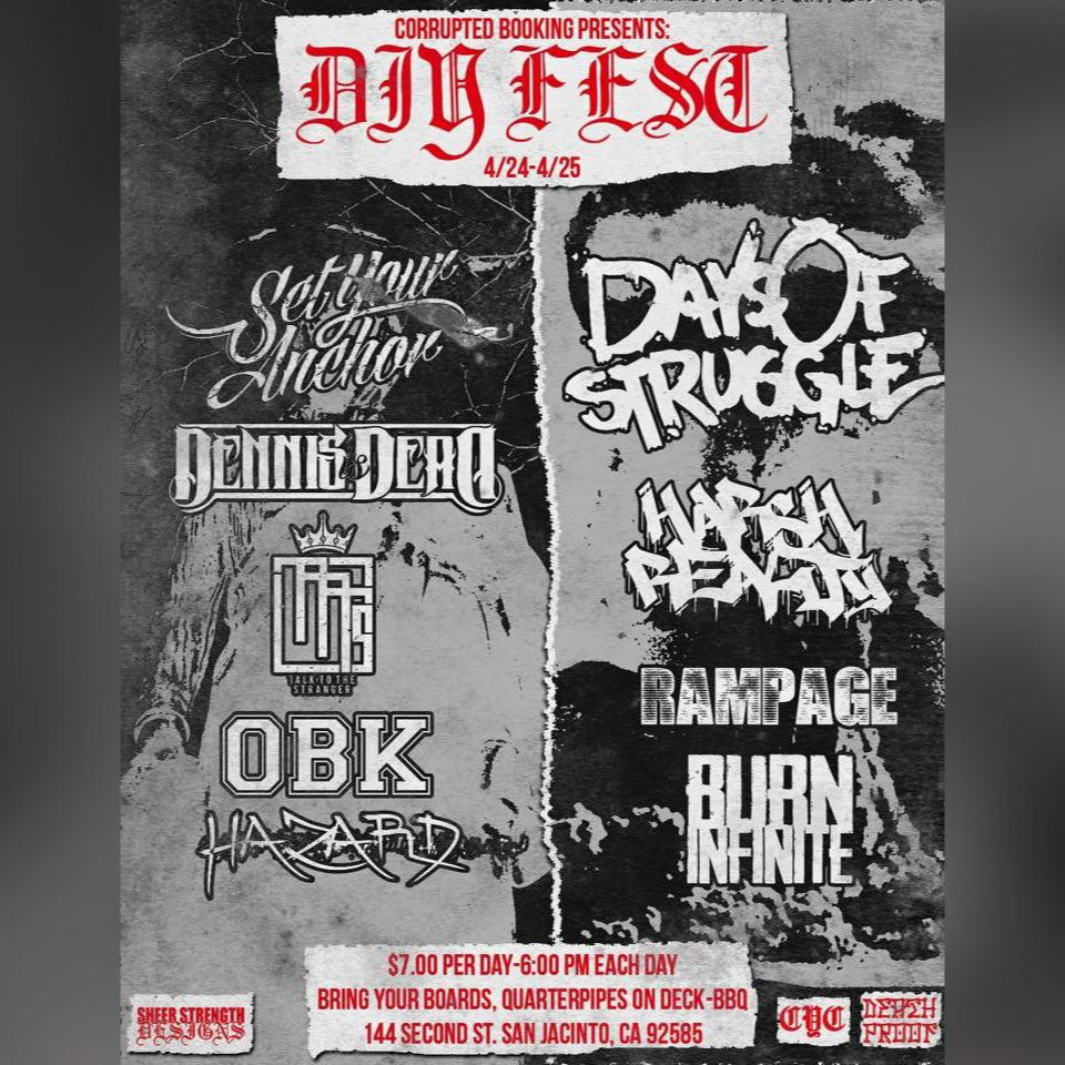 HAZARD's LAST SHOW. HAZARD MUSIC VIDEO SHOOT/BBQ going on Day 1 of DIY FEST! So come get rowdy with us one last time!