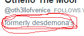 c45510luvr's tweet photo. "FORMERLY desdemona's" oooo sum1's throwin shade.... but 4 real, wut happened??! http://t.co/5XOxUpsCfp