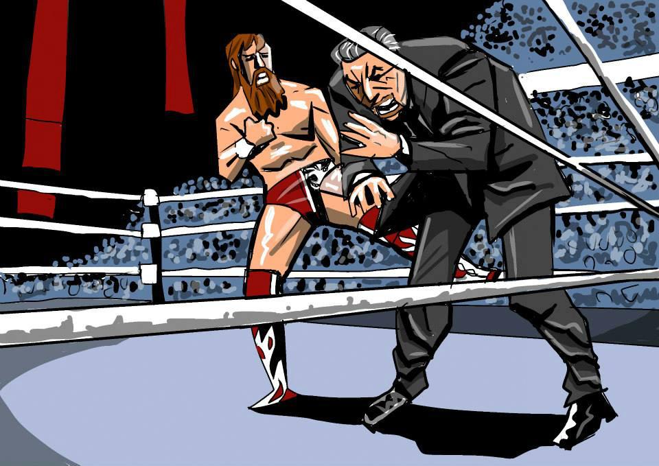 TheRealKINGDOG's tweet photo. #WWE #VINCEMCMAHON #DANIELBRYAN #RAW #SMACKDOWN #THEAUTHORITY #YESYESYES #IDRAWCOMICS #COMICSANDWRESTLING http://t.co/oPYVPYavYC