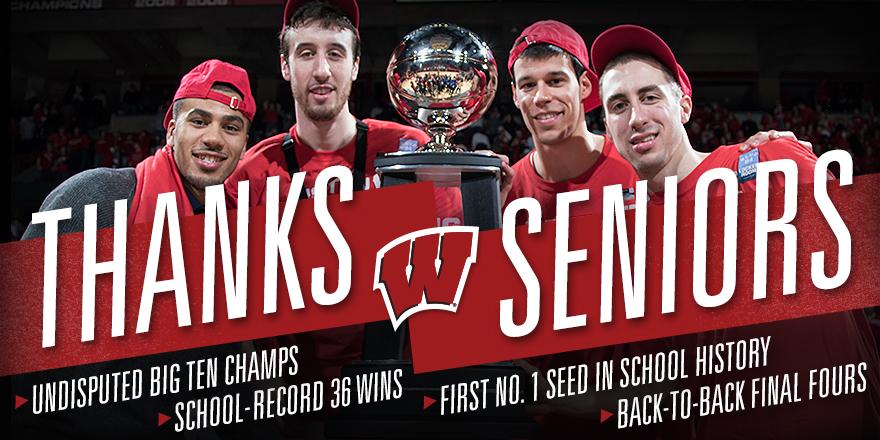 BadgerMBB's tweet image. "Don't cry because it's over, smile because it happened." - Dr. Seuss. 

Thank you for everything, seniors. #Badgers
