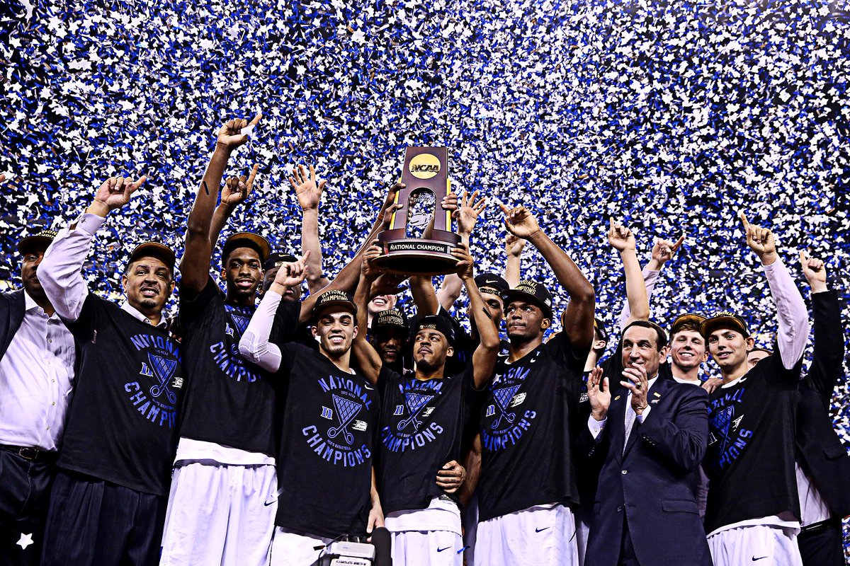 SportsCenter's tweet image. Duke joins blue bloods UCLA, Kentucky, North Carolina and Indiana as only programs with 5+ national titles.