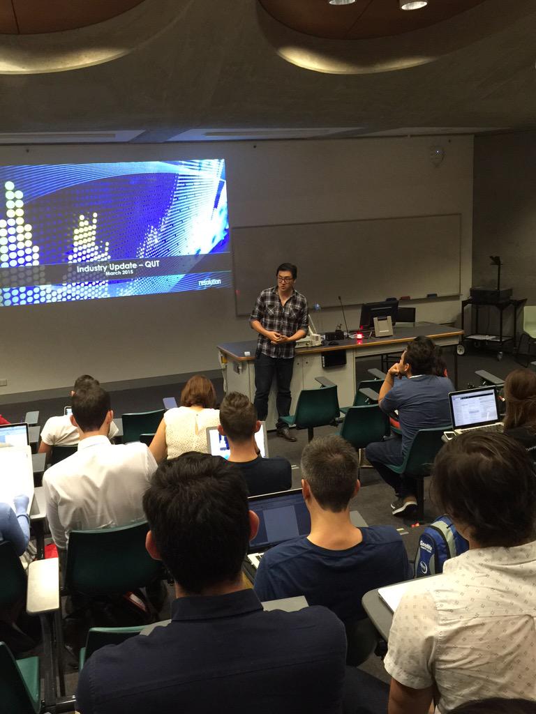TerryMo88's tweet image. Presented industry update to @QUT. Fun group, reminded me why I like QUT grads. #resolutionlife @ResolutionAU