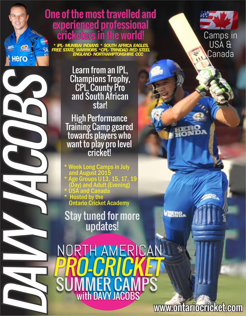 Very excited about the <a href="/ontariocricket/">ontariocricket.com</a> High Performance Training Camp in North America (Canada &amp; USA) this summer!