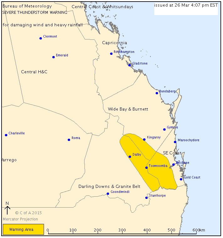 ABCemergency's tweet photo. #QldStorms moving E, forecast affect area S of Esk, Rosewood &amp; Hatton Vale by 4:45pm http://t.co/CnVkF50iHz http://t.co/jOUIiJTyXh