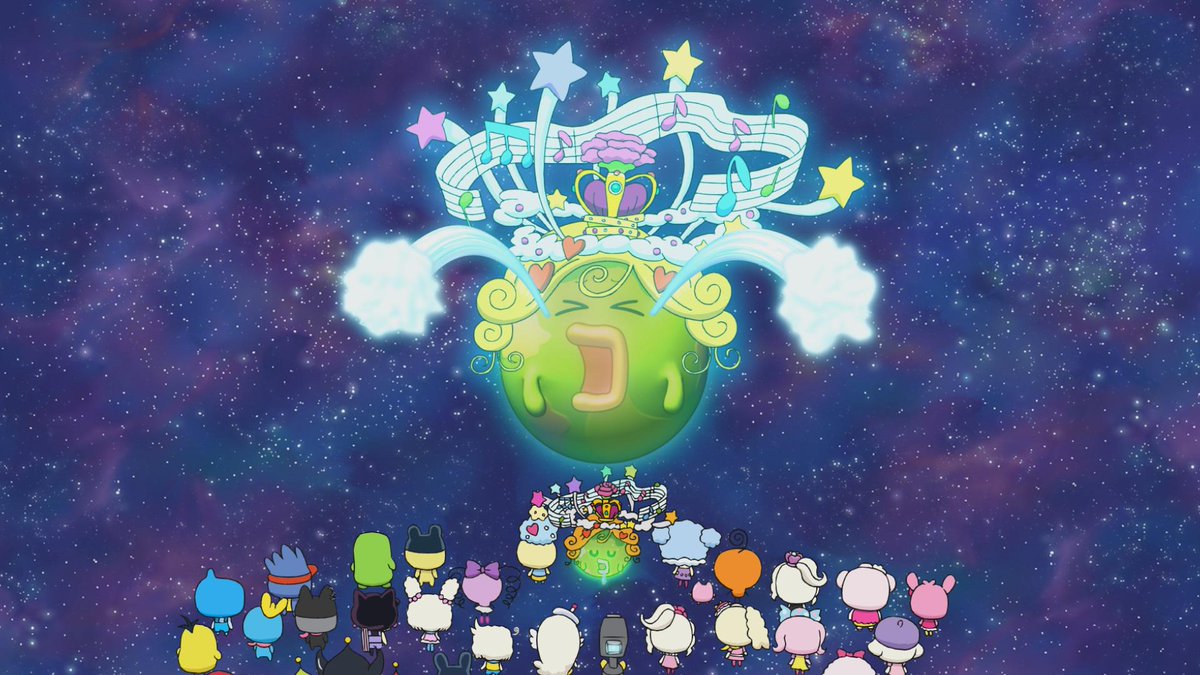 今日夕方6:30〜はアニメ「たまごっち！」 泣いているたまごっち星を元気づけるために立ち上がったまめっち達。  たまとも達の思いはたまごっち星に届くのか・・・！？ 最終回「笑って笑って またごっつん！ 」 絶対に見てね！ #たまごっち, image size:1200x675