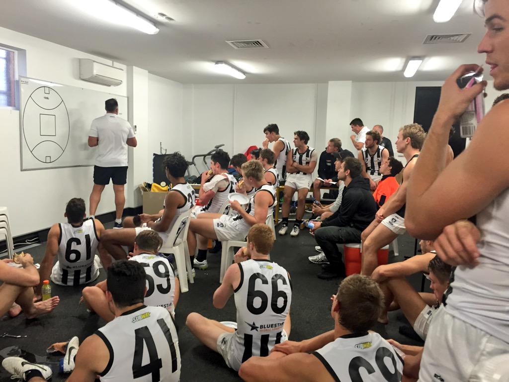 CollingwoodFC's tweet photo. Today's official #vflmagpies best: Witts, Armstrong, Broomhead, De Goey, Dwyer, Karnezis http://t.co/nQRaROIWec