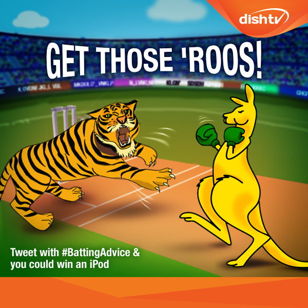DishTV_India's tweet photo. How will the Tigers beat the Kangaroos from here? Tweet with #BattingAdvice &amp; you could win  #iPod #IndvsAus #contest http://t.co/bY9hnNGBpE