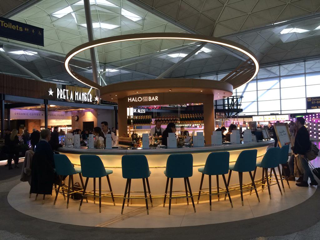 STN_Airport's tweet photo. Hello Halo! Welcome to the Stansted family. Open today Halo Fizz Bar come and pop a cork with friends. http://t.co/hK2VCQyuhq