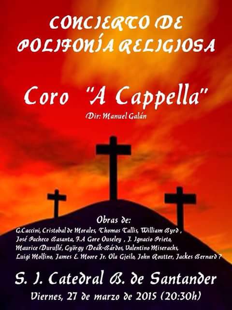 BarbisGalan's tweet photo. Mañana, viernes 27 , a las 20.30h concierto del coro A Cappella, en la catedral de Santander. No te lo pierdas!!!! http://t.co/RTGRHPtbcl
