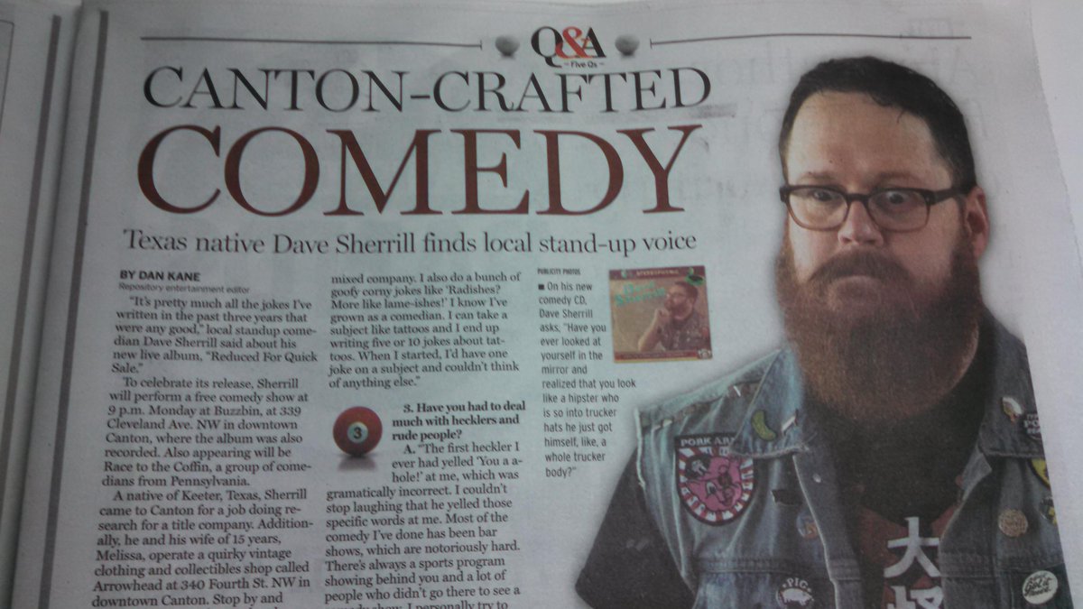 DowntownCanton's tweet image. Check out @ArrowheadCanton  Dave Sherrill's comedy show 3/30 @buzzbin. #radcanton not #sadcanton