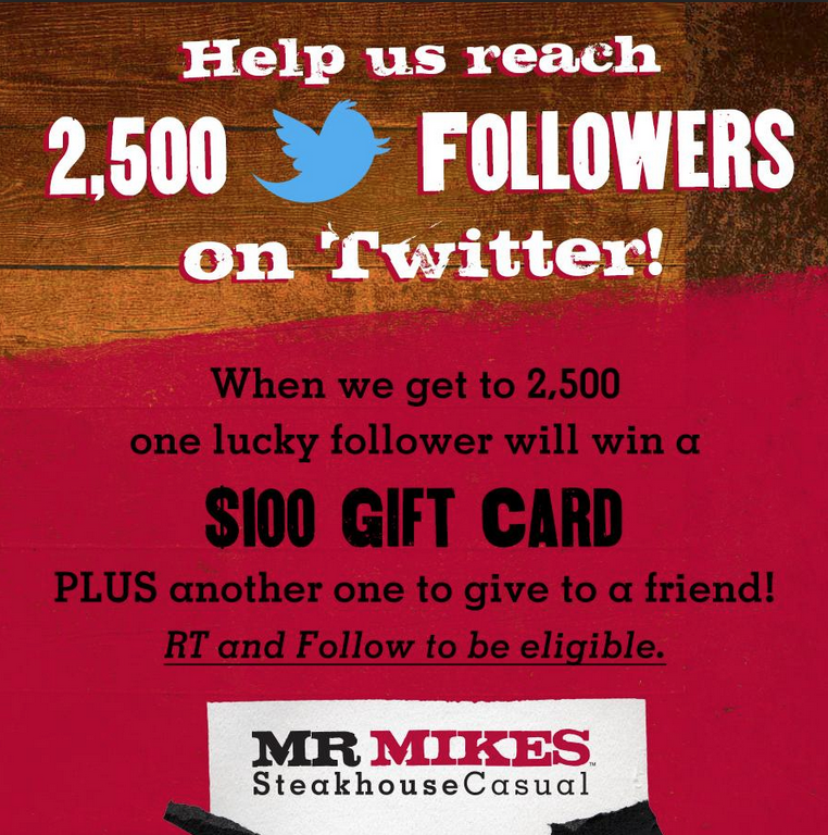 MrMikesOnline's tweet photo. #RT and give us a follow to be entered for 2 x $100 #MRMIKES GCs (1 for you and 1 for a friend!) #Contest http://t.co/ZASoQXjbjs