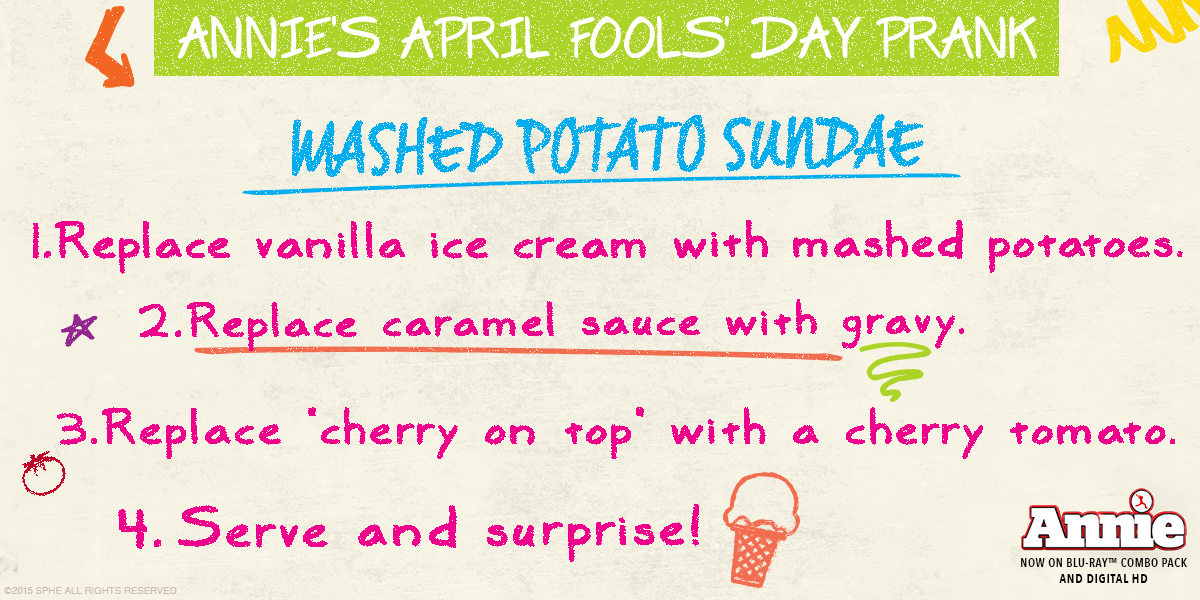 An April Fools prank fit for Mr. Stacks?  A mashed potato sundae complete with gravy "caramel sauce"!