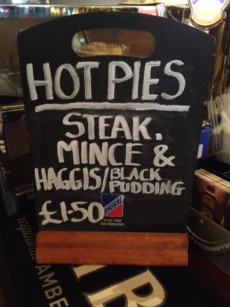 Now serving haggis AND black pudding pies. Twice the joy... with a great pint