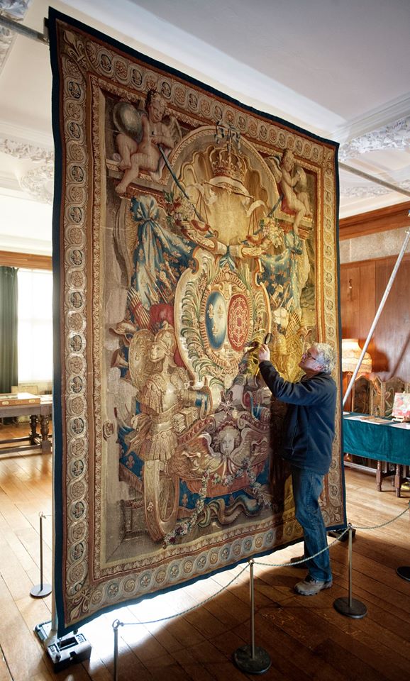 NTSouthWest's tweet photo. Only 5 of these tapestries in the world and this one is at @SaveCastleDrogo after 6 years of conservation work. http://t.co/0IkTSOVBug