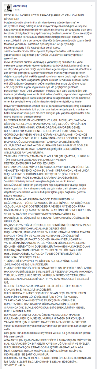 müyorbir bşk adayı ahmet koç''beni itibarsızlaştırmaya çalışıyorlar''<a href="/ntv/">NTV</a> <a href="/yirmidorttv/">24 TV</a> @AkitGazetem <a href="/tvnet/">TVNET</a> <a href="/bbcturkce/">BBC News Türkçe</a>