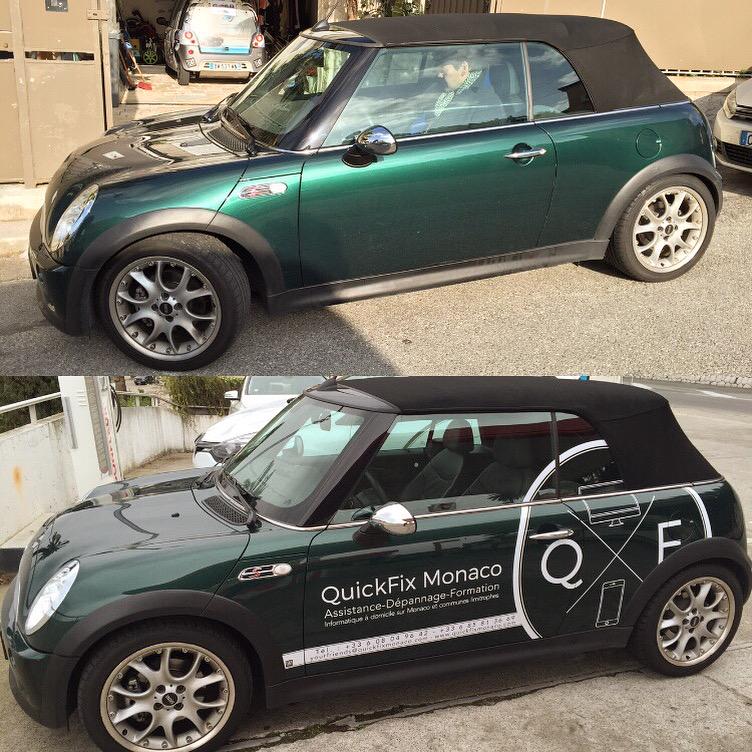 QuickFixMonaco's tweet image. Et voilà ! Avant-après de notre voiture décorée à l’effigie de QuickFix !
