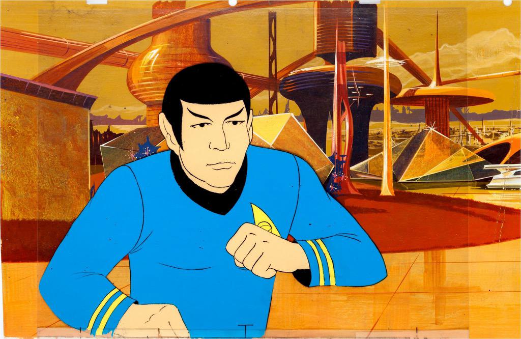 Happy Birthday Leonard Nimoy, born March 26th 1931. Star Trek Spock production cel and background (Filmation, 1973). 