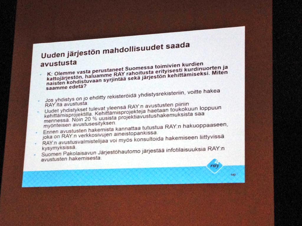 LindforsPia's tweet photo. @Pakolaisapu ja @jarjestohautomo mainittu - maahanmuuttajayhdistyksille tukea ja neuvontaa hakemiseen. #avustus2016 http://t.co/MNmZpcQ79K