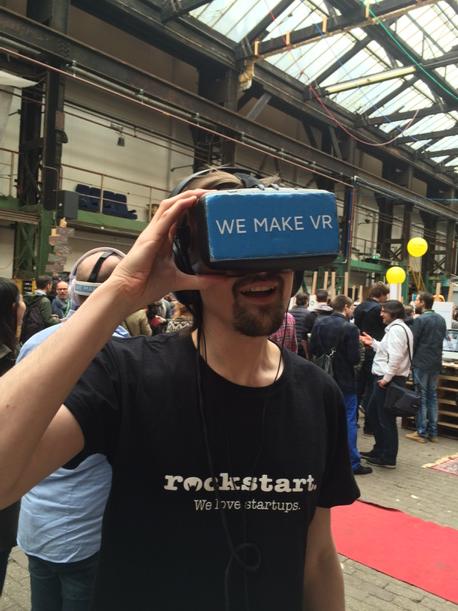 rockstart's tweet photo. Our intern Alex experiencing Virtual Reality for the first time @festivaluprise #wemakevr http://t.co/pffJGRLHpN