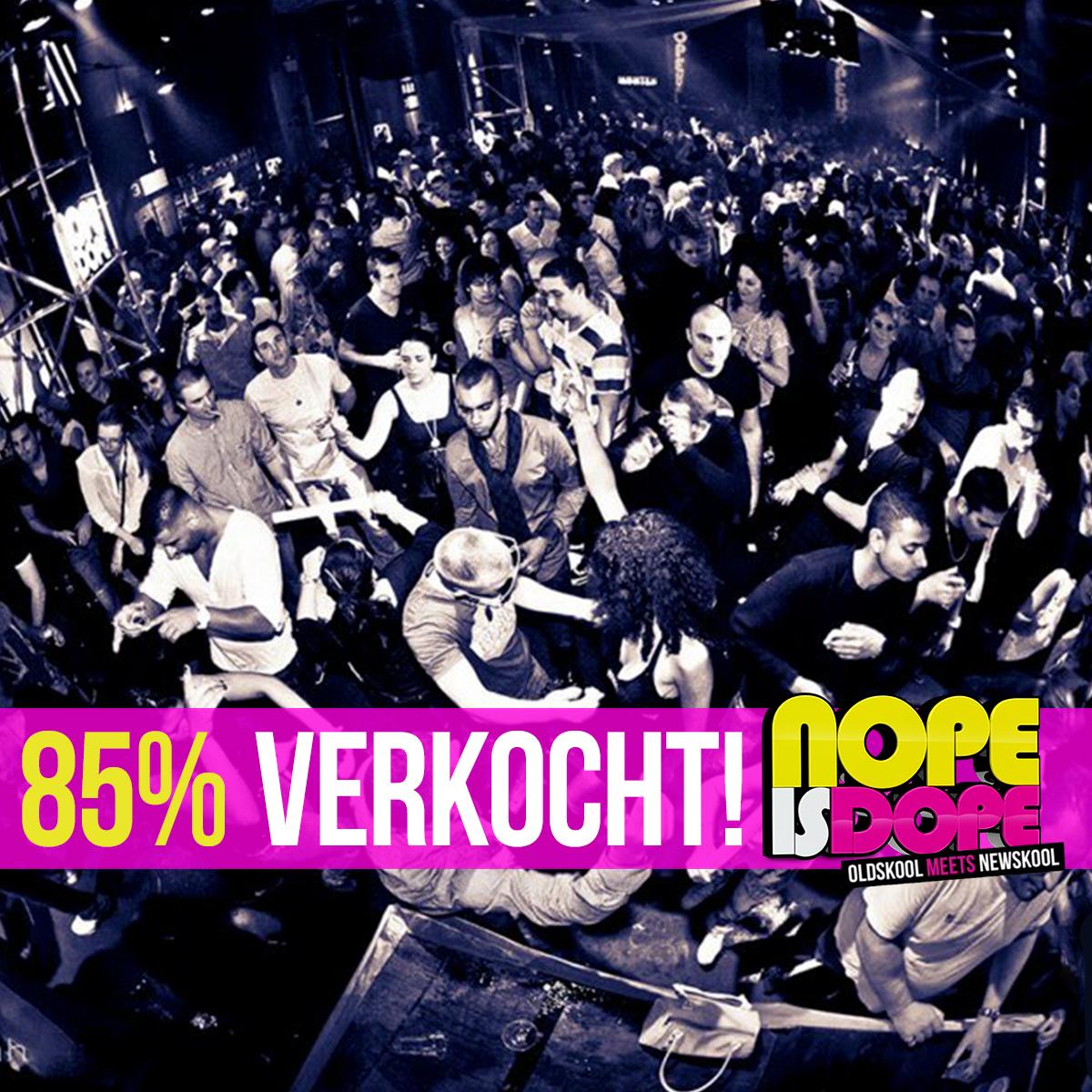 85% VAN DE KAARTJES ZIJN AL VERKOCHT!! Haal nu je kaartje via nopeisdope.nl/tickets/