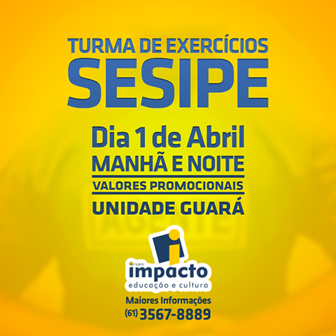 impactodf's tweet photo. Vem #Guará! Turmas de Exercícios visando #SESIPE confirmada. Contate nossa unidade: (61) 3567-8889. http://t.co/GWZ2wKlSQL
