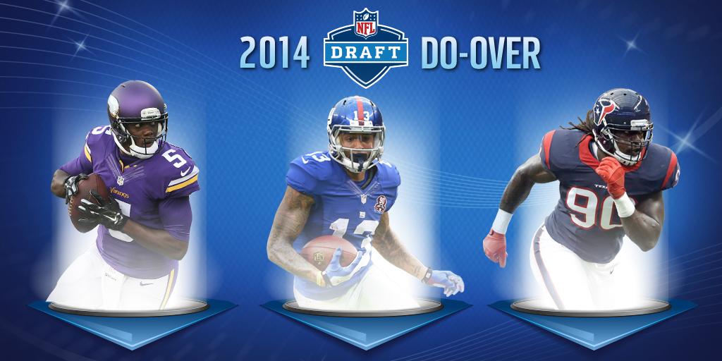 NFL's tweet image. 2014 Draft Do-Over (via @BuckyBrooks):

1. HOU: Teddy
2. STL: OBJ
3. JAX: Bortles
4-32. at.nfl.com/TMPxTyz