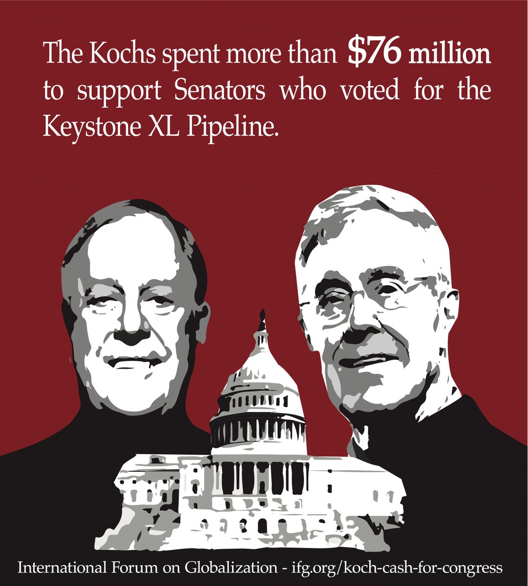 IFGlobalization's tweet photo. The #Kochs gave over $1M to dozens of pro-Keystone XL Senators. Now Koch wants Congress to deliver. #KochKeystone http://t.co/gP9HKeGpMo