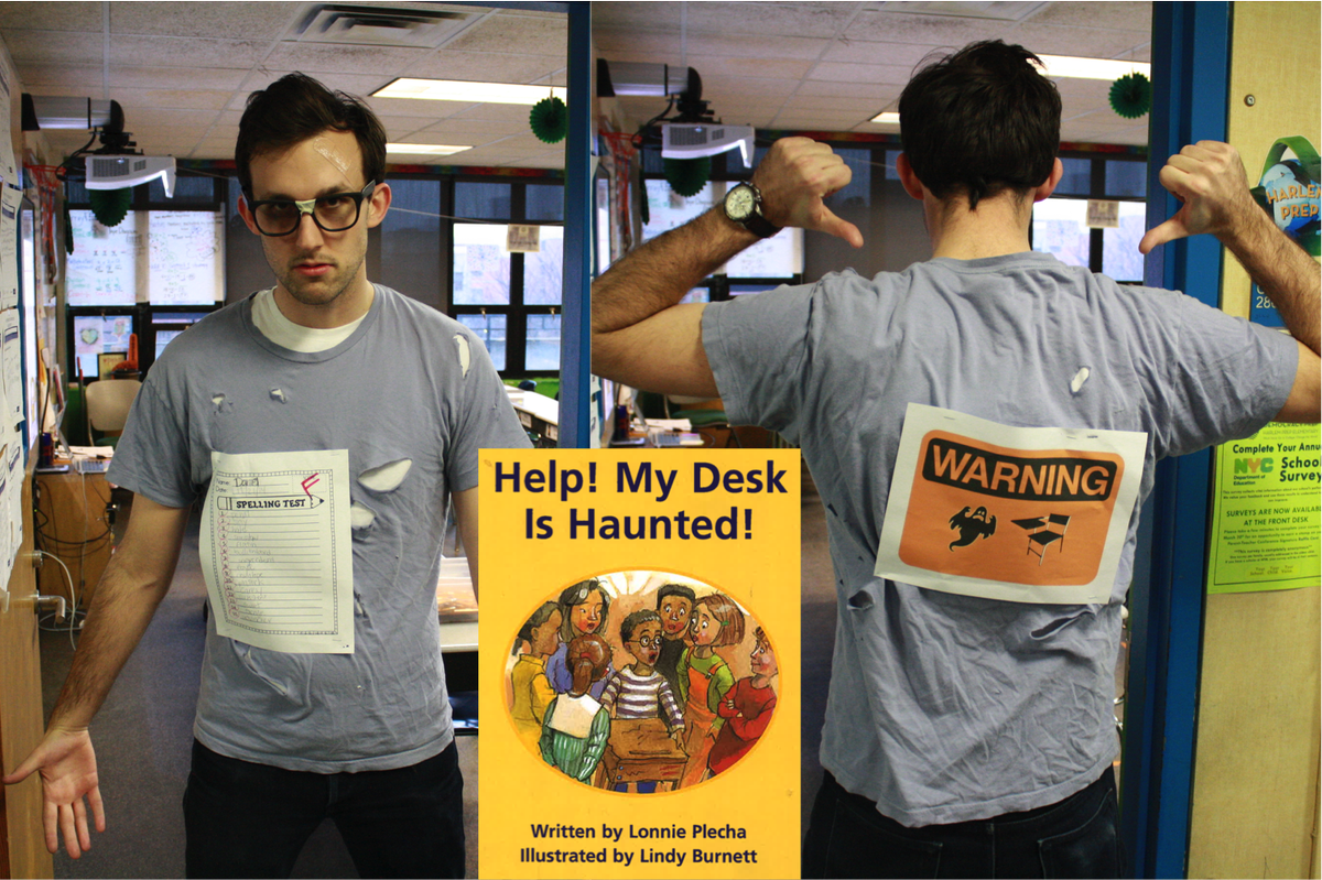 HarlemPrepElem's tweet photo. @TaylorMJoyce's desk is #haunted! #STEPbook #CharacterDay @DemocracyPrep @AlexaMiller @UChicagoUEI http://t.co/rrsjoh8qsN