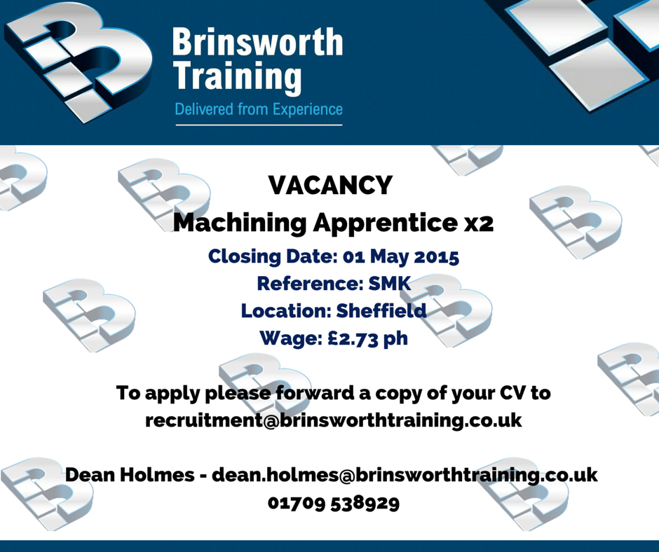 BrinsTraining's tweet photo. Machining Apprentice x2 . For Job Description visit http://t.co/pvC5SlmZaM

#TheBrinsworthWay #Apprentice #Job http://t.co/o0tiKRkoto
