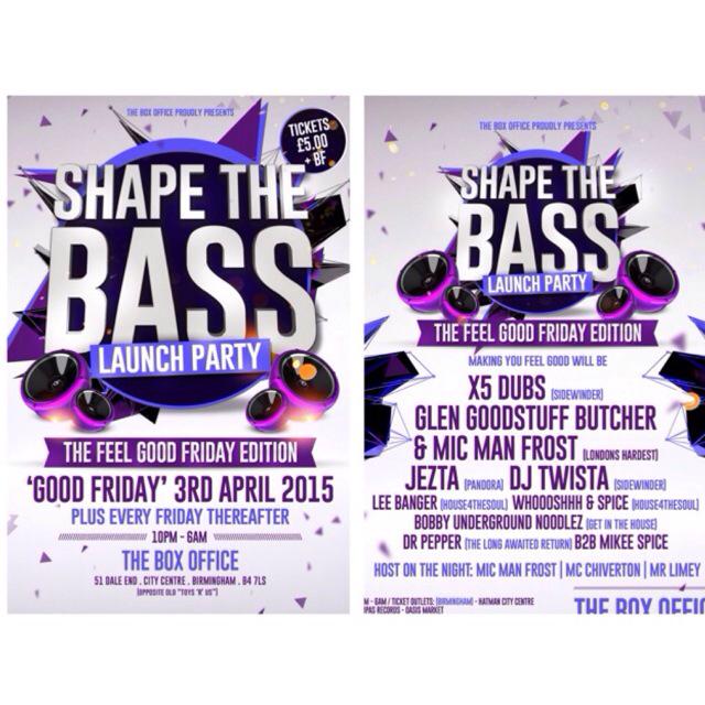 BoxOfficeBrum's tweet image. 🔊💃🏠💃🔊
SHAPE THE BASS

Good Friday 03/04/2015

@ The Box Office
Dale End, B4 7LS
£5 
Ticket hotline
07472669597