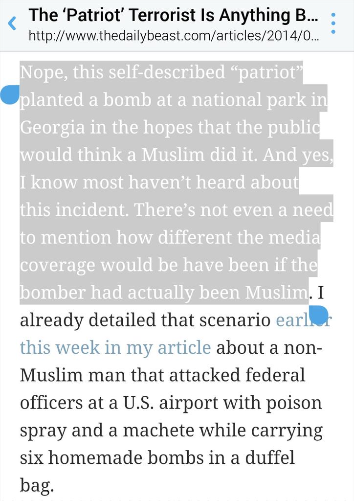 BenjaminNorton's tweet photo. Far-right racist US "Patriots" are planting bombs &amp; blaming it on Muslims
http://t.co/91KOfQ53G1
h/t @adamjohnsonNYC http://t.co/5t5ieZ57uw