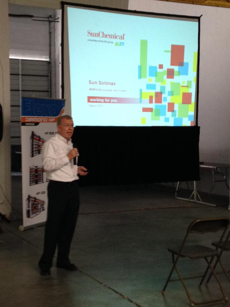 Erin_Tice's tweet photo. Brendan Maunsell speaking at the @uteco_na open house about @SunChemCorp SunUno Solimax http://t.co/mGcJxyF5Sk