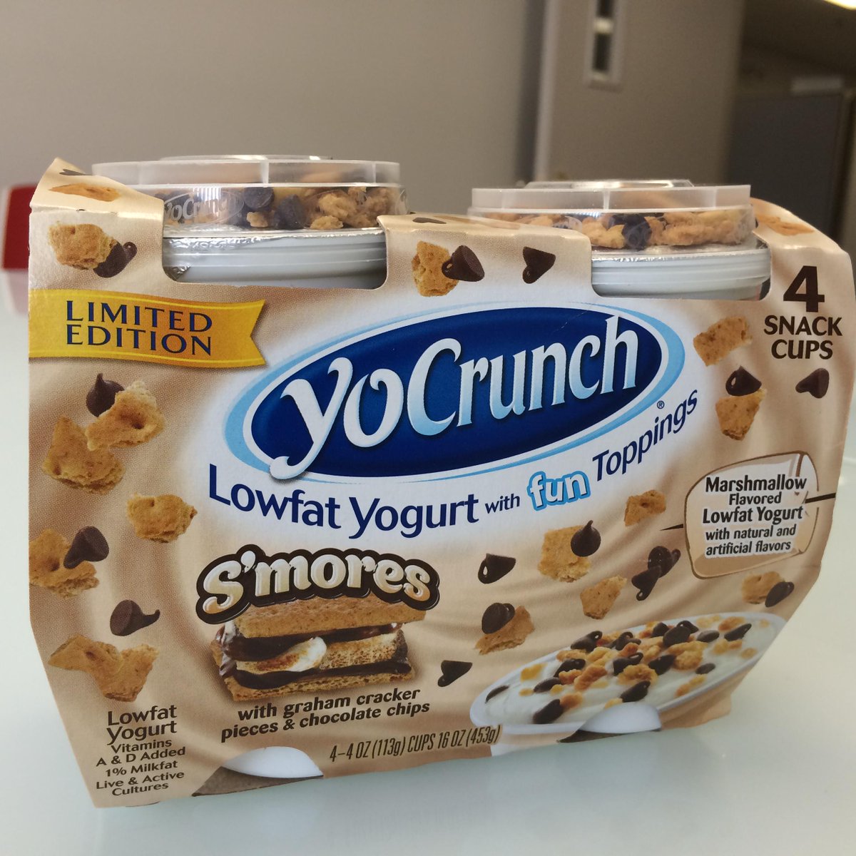 YoCrunch's tweet image. Have you tried this YoCrunch S'Mores flavor yet?  Available for a LTD time only-get some today! #smores #yocrunch