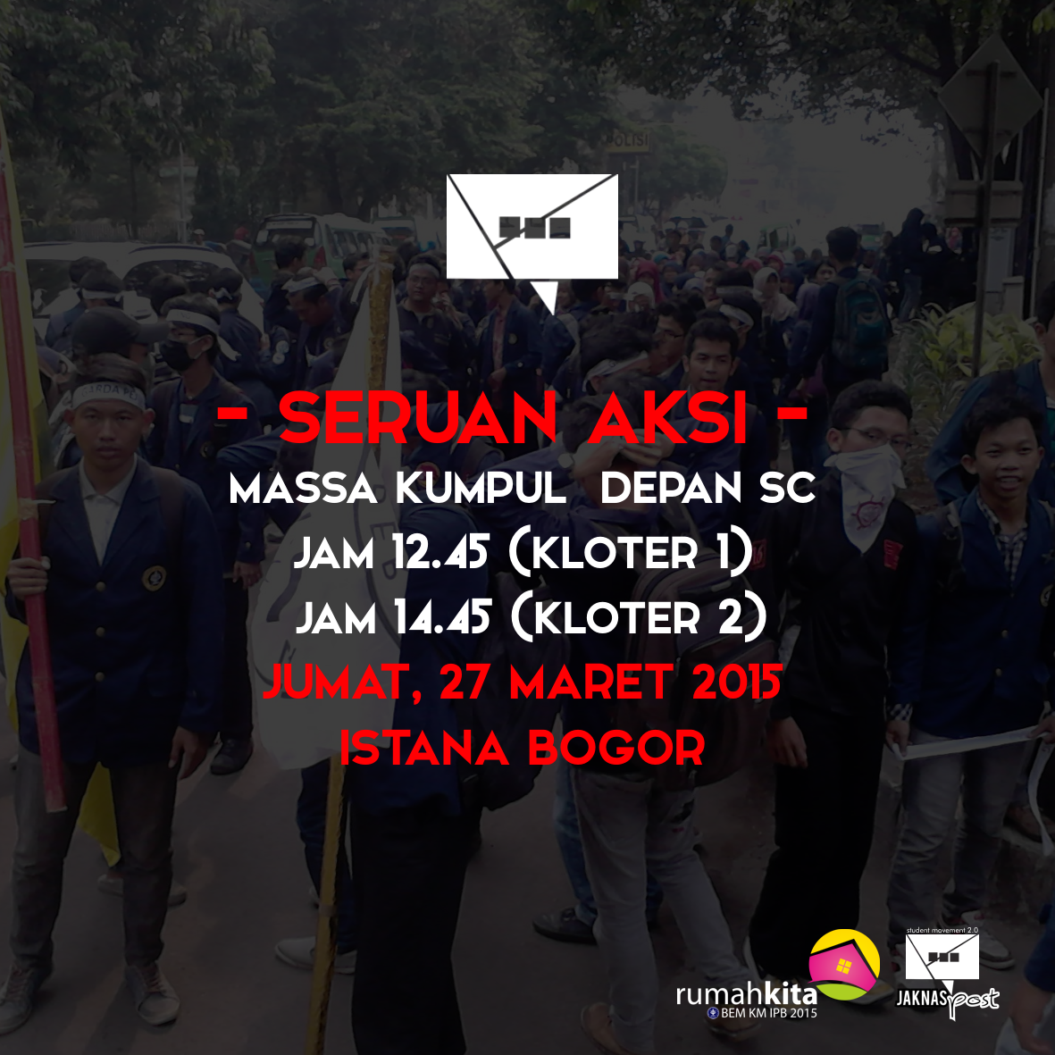 [ Seruan Aksi ]
#Gerak
#Aksi
#YukAksilagi

<a href="/bemkmipb/">BEM KM IPB</a>